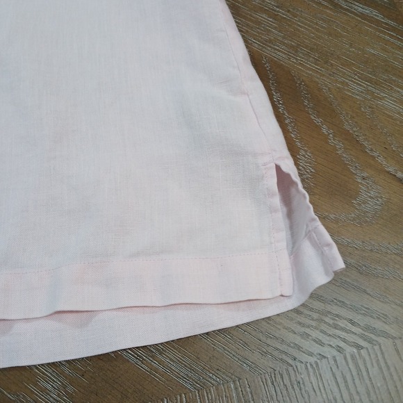 Jamaica Bay Women Shirt 100% Linen Sz L Button Up Short Sleeve Pale Pink - Picture 9 of 12
